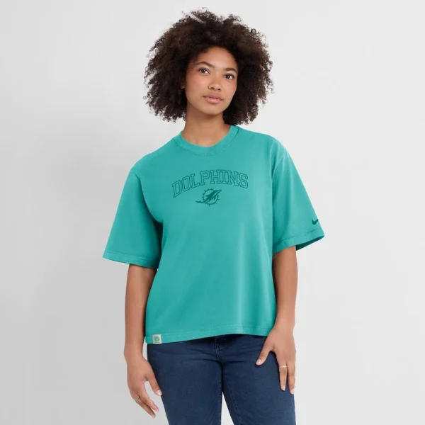 Miami dolphins nike womens arch boxy t shirt Aqua XL