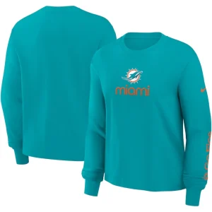 Miami dolphins nike womens boxy long sleeve t shirt Aqua