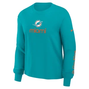 Miami dolphins nike womens boxy long sleeve t shirt Aqua S