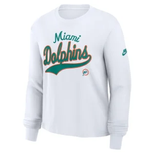 Miami dolphins nike womens essential long sleeve boxy t shirt White S
