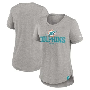 Miami dolphins nike womens fashion tri blend t shirt Heather gray