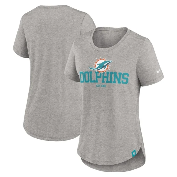 Miami dolphins nike womens fashion tri blend t shirt Heather gray