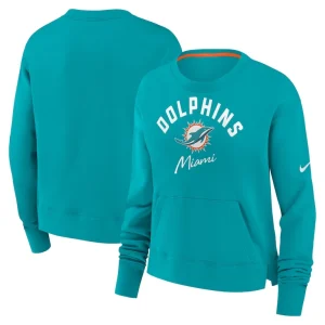 Miami dolphins nike womens high hip fleece pullover sweatshirt Aqua
