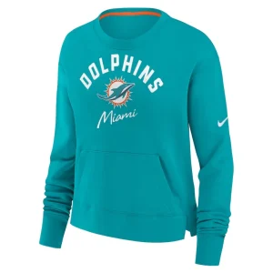 Miami dolphins nike womens high hip fleece pullover sweatshirt Aqua S