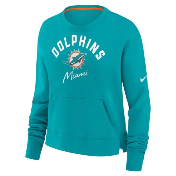 Miami dolphins nike womens high hip fleece pullover sweatshirt Aqua S