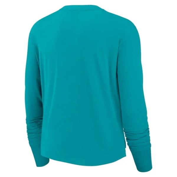 Miami dolphins nike womens modest crop performance long sleeve t shirt Aqua M