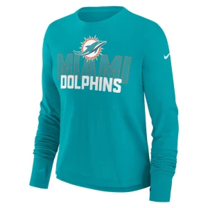 Miami dolphins nike womens modest crop performance long sleeve t shirt Aqua S