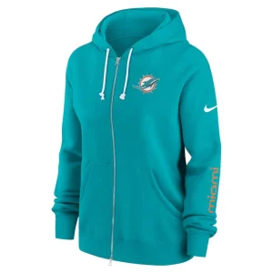 Miami dolphins nike womens phoenix hoodie full zip sweatshirt Aqua S