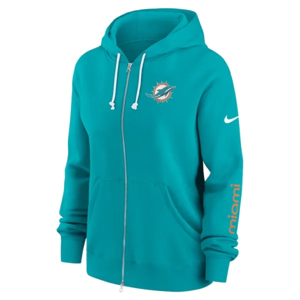 Miami dolphins nike womens phoenix hoodie full zip sweatshirt Aqua S