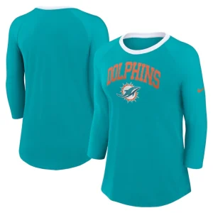 Miami dolphins nike womens raglan 34 sleeve t shirt Aqua
