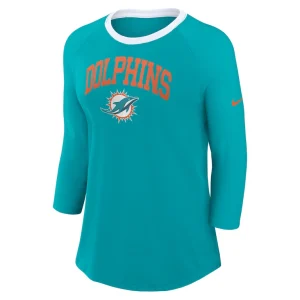 Miami dolphins nike womens raglan 34 sleeve t shirt Aqua S