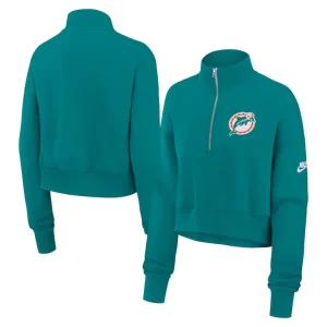 Miami dolphins nike womens rewind phoenix half zip sweatshirt Aqua