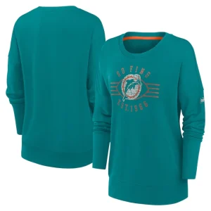 Miami dolphins nike womens rewind playback icon performance pullover sweatshirt Aqua