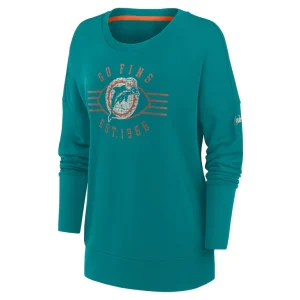 Miami dolphins nike womens rewind playback icon performance pullover sweatshirt Aqua S