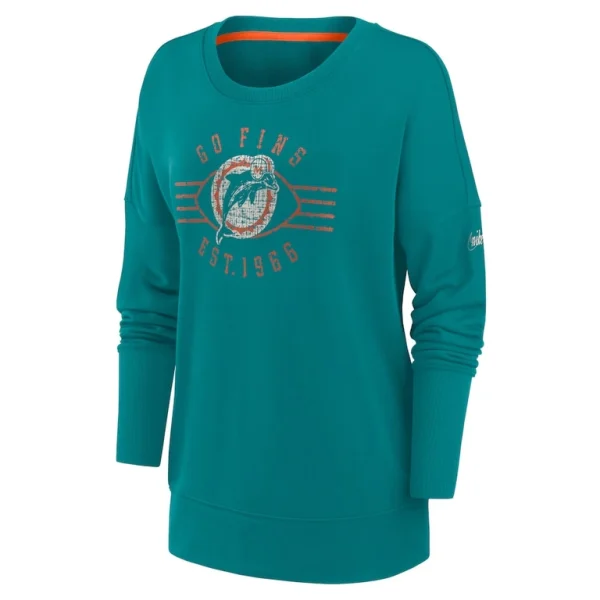 Miami dolphins nike womens rewind playback icon performance pullover sweatshirt Aqua S