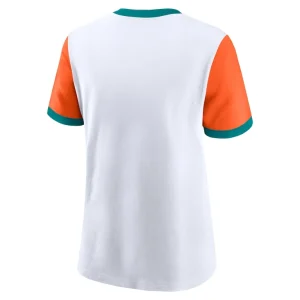 Miami dolphins nike womens rewind ringer t shirt Whiteorange M