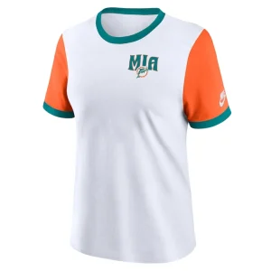 Miami dolphins nike womens rewind ringer t shirt Whiteorange S