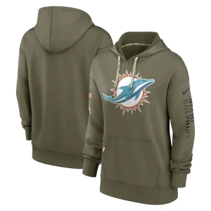 Miami dolphins nike womens salute to service performance pullover hoodie Olive