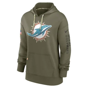 Miami dolphins nike womens salute to service performance pullover hoodie Olive S