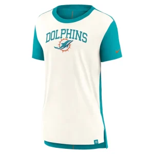 Miami dolphins nike womens wordmark tri blend t shirt Creamaqua S
