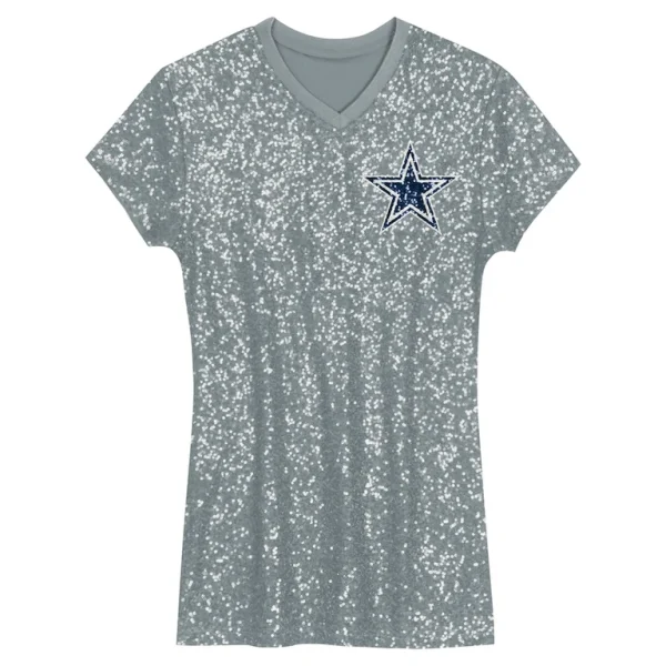 Micah parsons dallas cowboys girls youth sequin player name number v neck dress Silver Yth M