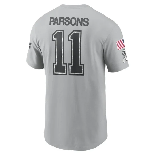 Micah parsons dallas cowboys nike 2024 salute to service name number t shirt Gray L