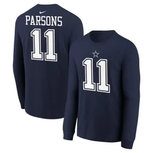 Micah parsons dallas cowboys nike youth player name number long sleeve t shirt Navy