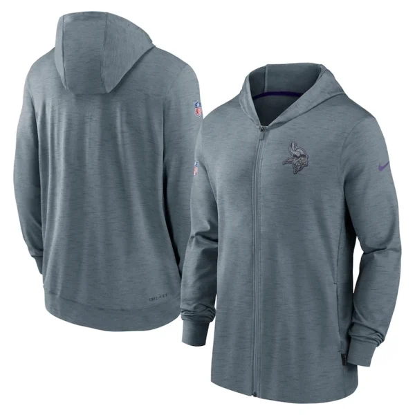 Minnesota vikings nike 202223 sideline pop performance full zip hoodie Gray