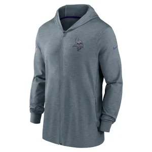 Minnesota vikings nike 202223 sideline pop performance full zip hoodie Gray M