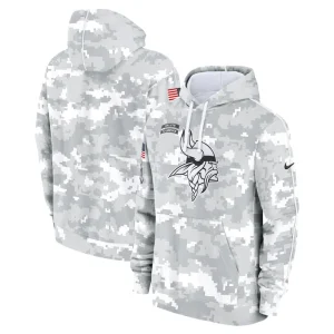 Minnesota vikings nike 2024 salute to service club fleece pullover hoodie Arctic camo