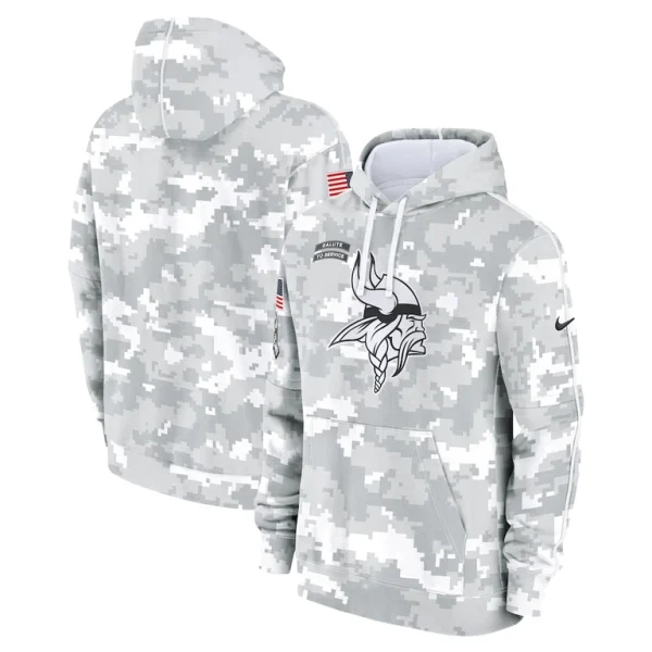 Minnesota vikings nike 2024 salute to service club fleece pullover hoodie Arctic camo