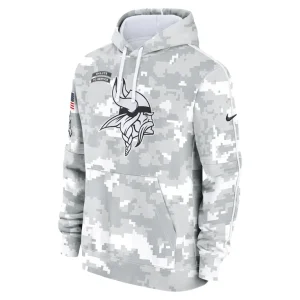 Minnesota vikings nike 2024 salute to service club fleece pullover hoodie Arctic camo M
