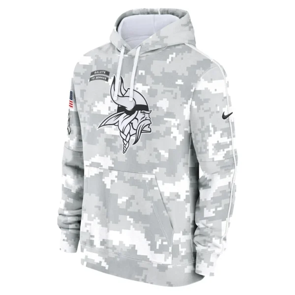 Minnesota vikings nike 2024 salute to service club fleece pullover hoodie Arctic camo M