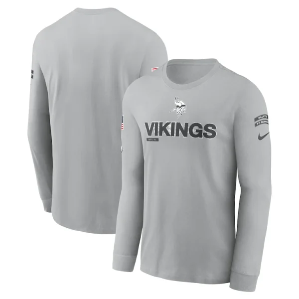 Minnesota vikings nike 2024 salute to service long sleeve t shirt Gray