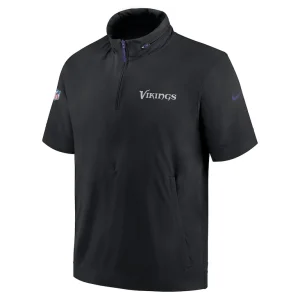 Minnesota vikings nike 2024 sideline coach short sleeve half zip hoodie jacket Black M