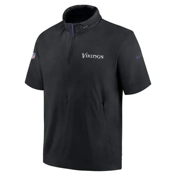 Minnesota vikings nike 2024 sideline coach short sleeve half zip hoodie jacket Black M