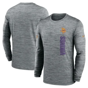 Minnesota vikings nike 2024 sideline velocity performance long sleeve t shirt Gray