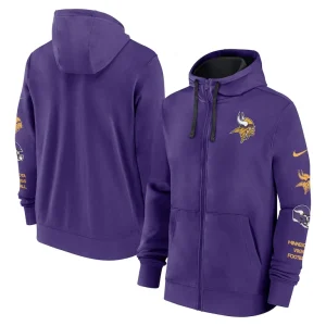 Minnesota vikings nike club full zip hoodie jacket Purple