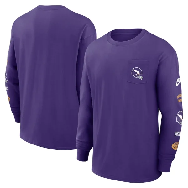 Minnesota vikings nike rewind heavy max 90 pocket long sleeve t shirt Purple