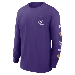 Minnesota vikings nike rewind heavy max 90 pocket long sleeve t shirt Purple M