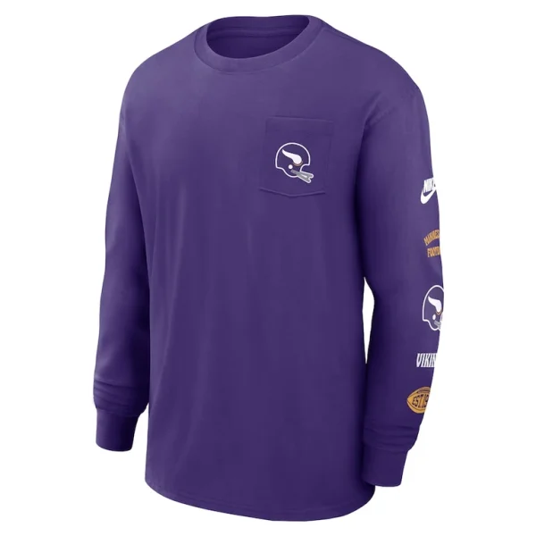Minnesota vikings nike rewind heavy max 90 pocket long sleeve t shirt Purple M