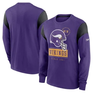 Minnesota vikings nike rewind playback helmet long sleeve t shirt Heather purple