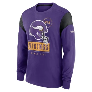 Minnesota vikings nike rewind playback helmet long sleeve t shirt Heather purple M