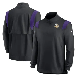 Minnesota vikings nike sideline coach chevron lockup quarter zip long sleeve top Black