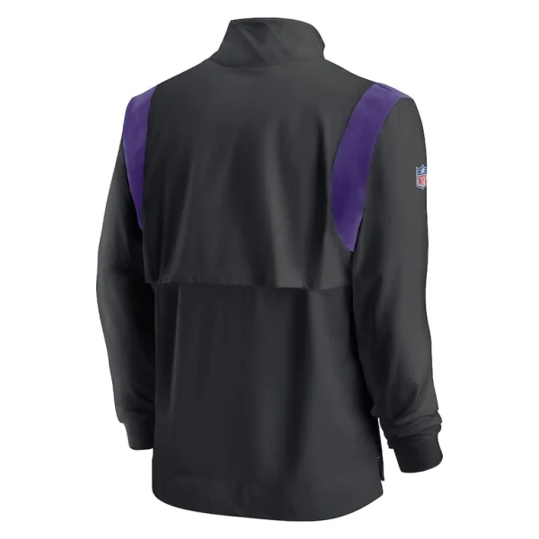 Minnesota vikings nike sideline coach chevron lockup quarter zip long sleeve top Black L