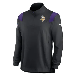 Minnesota vikings nike sideline coach chevron lockup quarter zip long sleeve top Black M