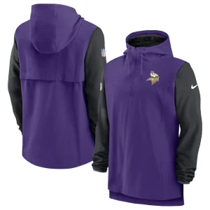 Minnesota vikings nike sideline player quarter zip hoodie Purpleblack
