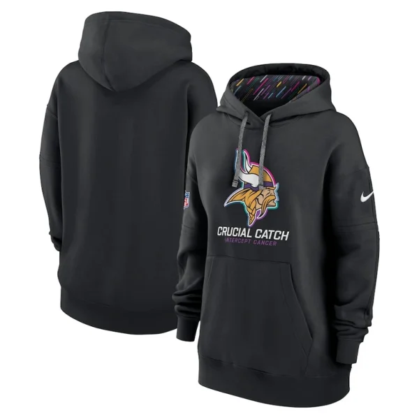 Minnesota vikings nike womens 2024 nfl crucial catch club pullover hoodie Black