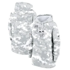 Minnesota vikings nike womens 2024 salute to service club fleece oversized pullover hoodie Arctic camo