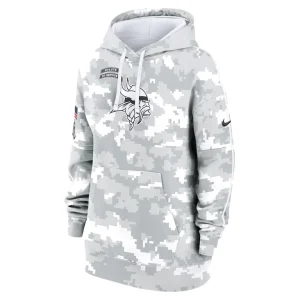 Minnesota vikings nike womens 2024 salute to service club fleece oversized pullover hoodie Arctic camo S